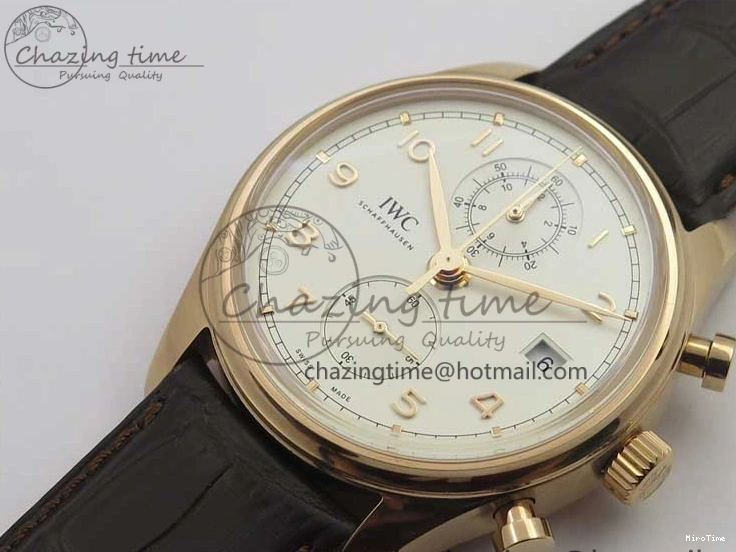 MIROTIME 0321 Lightweight Portugieser Chrono  42 IW390406 RG ZF 1:1 Best Edition White Dial on Brown Leather Strap A 7123